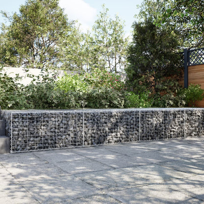 vidaXL Gabion Basket with Cover Galvanised Iron Depth 100 cm Height 50 cm