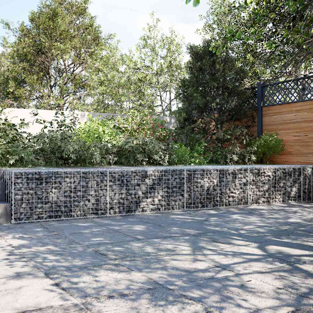 vidaXL Gabion Basket with Cover 500x100x50 cm Galvanised Iron 1