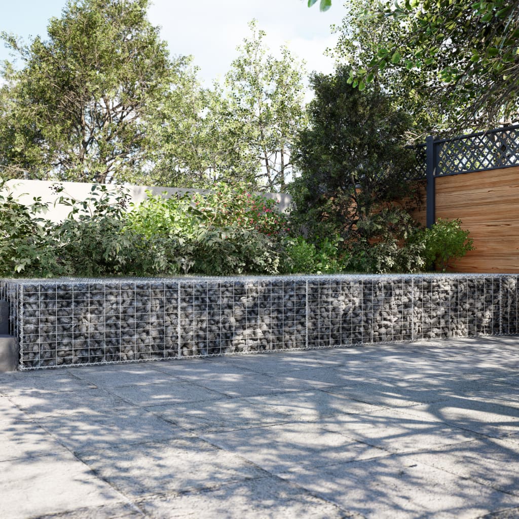 vidaXL Gabion Basket with Cover 700x100x50 cm Galvanised Iron 1