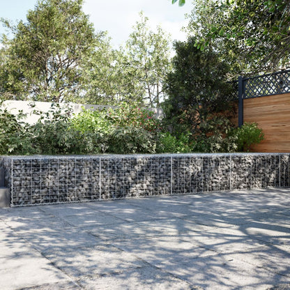 vidaXL Gabion Basket with Cover Galvanised Iron Depth 100 cm Height 50 cm