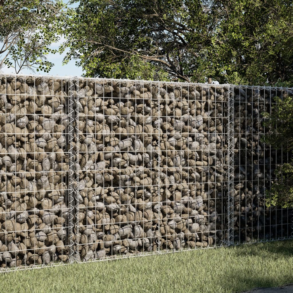 vidaXL Gabion Basket with Cover Galvanised Iron Depth 100 cm Height 100 cm