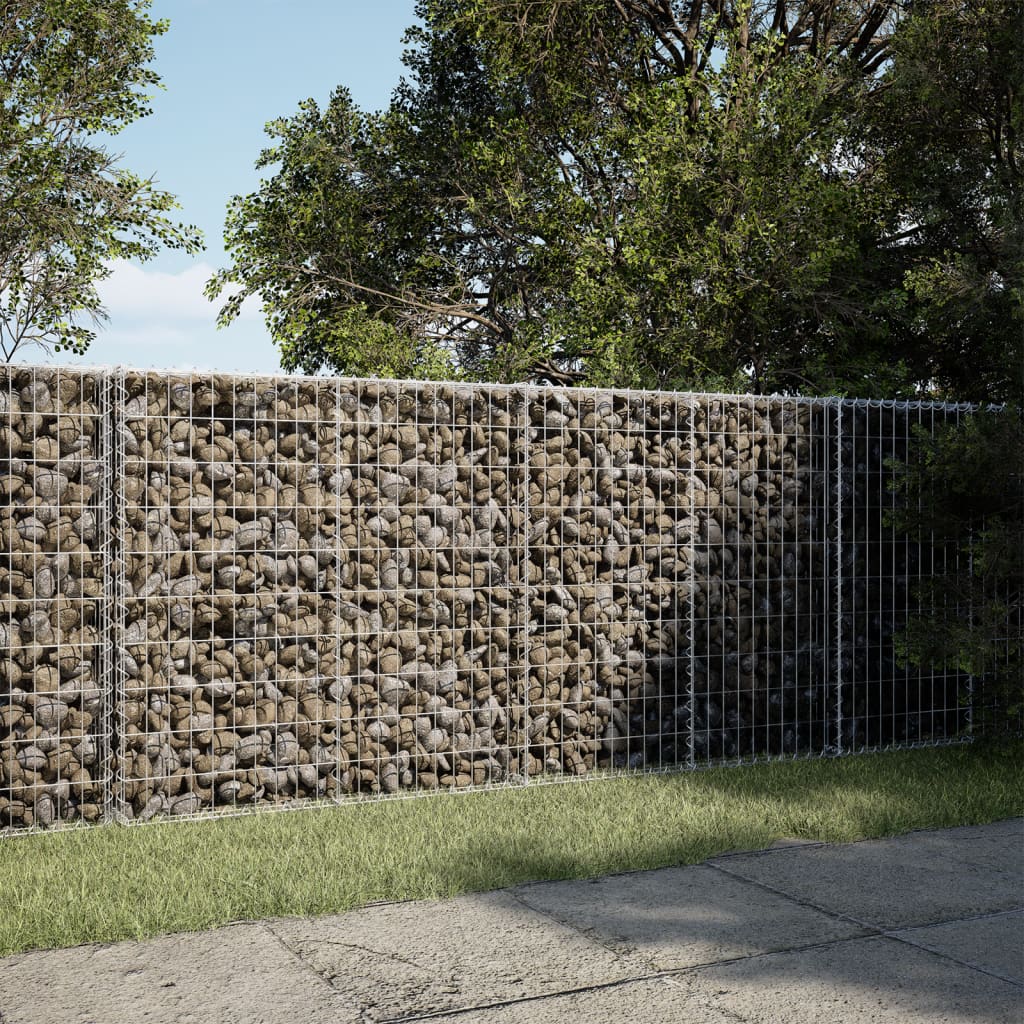 vidaXL Gabion Basket with Cover Galvanised Iron Depth 100 cm Height 100 cm