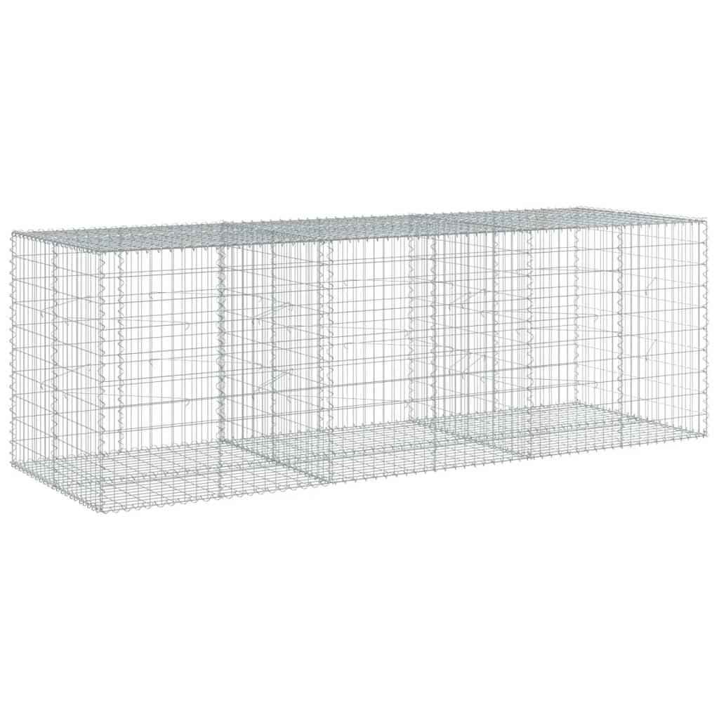 vidaXL Gabion Basket with Cover 300x100x100 cm Galvanised Iron 2