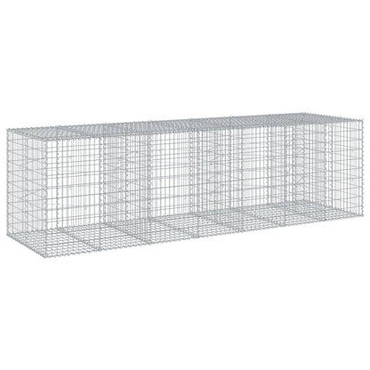 vidaXL Gabion Basket with Cover 350x100x100 cm Galvanised Iron 2