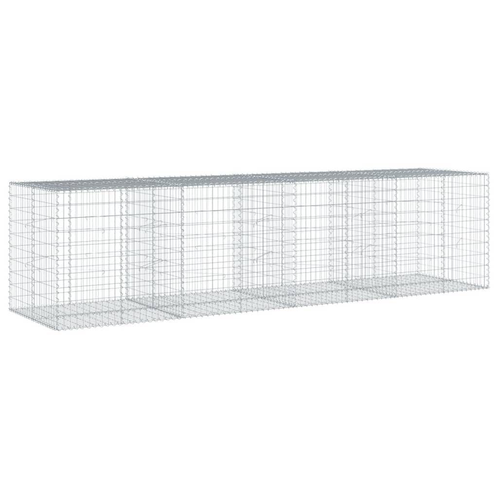 vidaXL Gabion Basket with Cover 400x100x100 cm Galvanised Iron 2