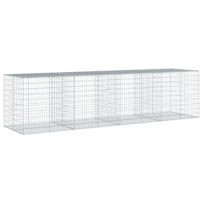 vidaXL Gabion Basket with Cover 400x100x100 cm Galvanised Iron 2