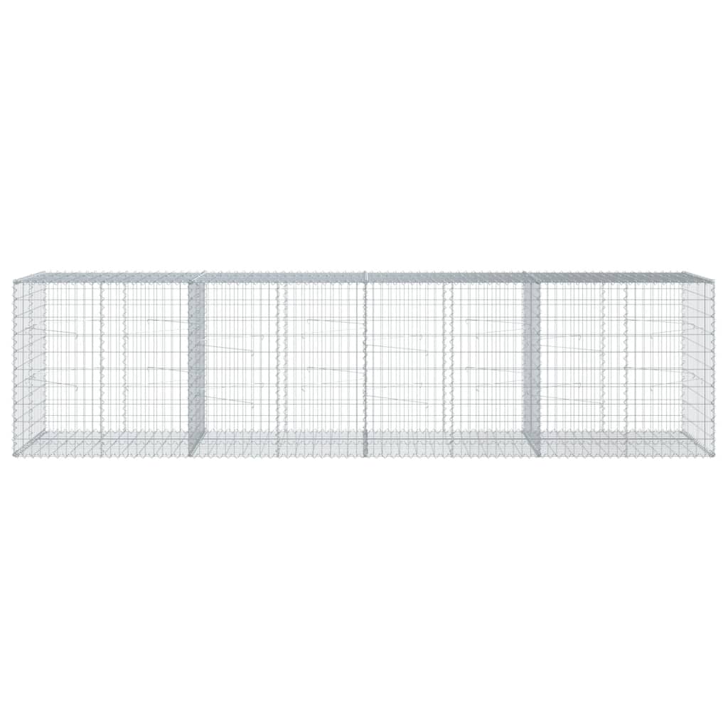 vidaXL Gabion Basket with Cover 400x100x100 cm Galvanised Iron 3