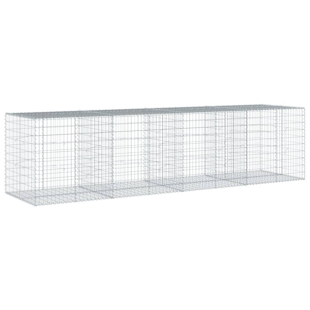 vidaXL Gabion Basket with Cover 400x100x100 cm Galvanised Iron 5