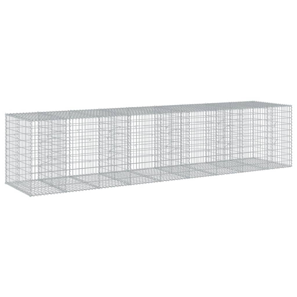vidaXL Gabion Basket with Cover 450x100x100 cm Galvanised Iron 5