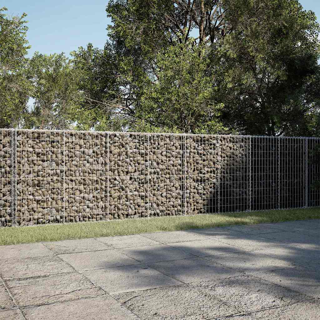 vidaXL Gabion Basket with Cover Galvanised Iron Depth 100 cm Height 100 cm
