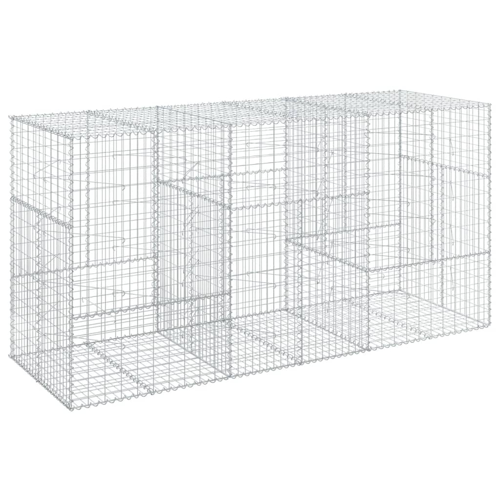 vidaXL Gabion Basket with Cover 300x100x150 cm Galvanised Iron 2