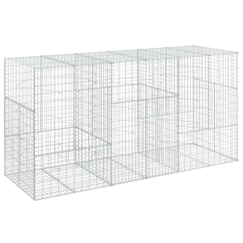 vidaXL Gabion Basket with Cover 300x100x150 cm Galvanised Iron 5