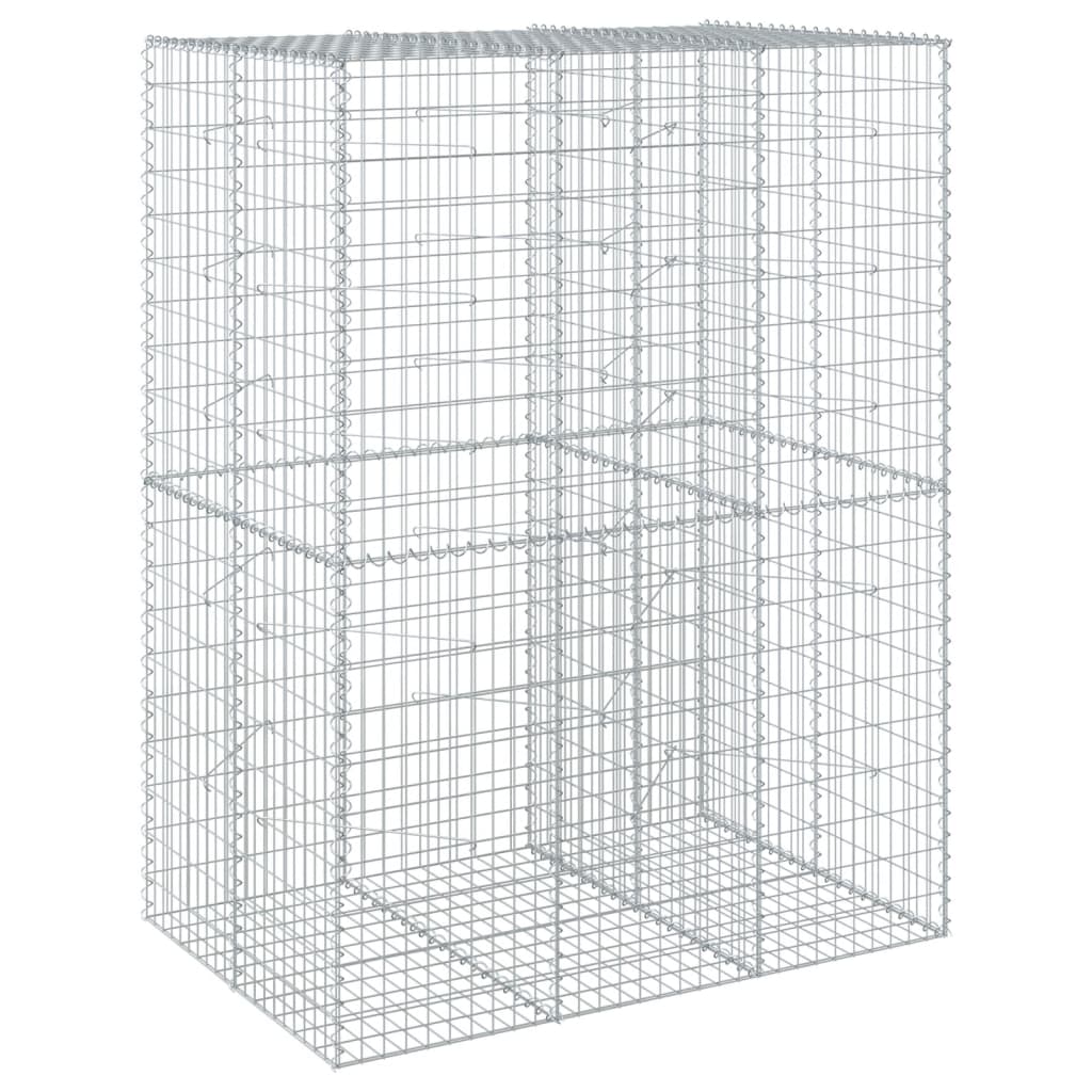 vidaXL Gabion Basket with Cover 150x100x200 cm Galvanised Iron 2