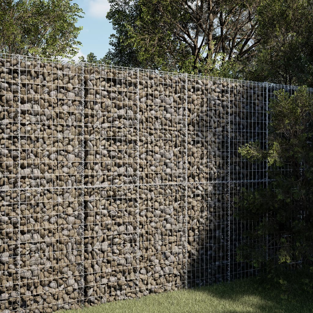 vidaXL Gabion Basket with Cover 150x100x200 cm Galvanised Iron 1
