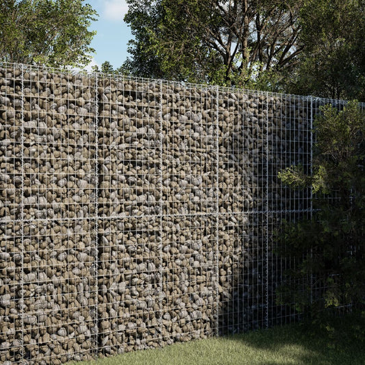 vidaXL Gabion Basket with Cover 150x100x200 cm Galvanised Iron 1