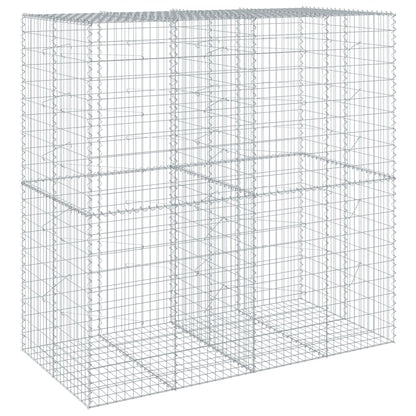 vidaXL Gabion Basket with Cover 200x100x200 cm Galvanised Iron 2