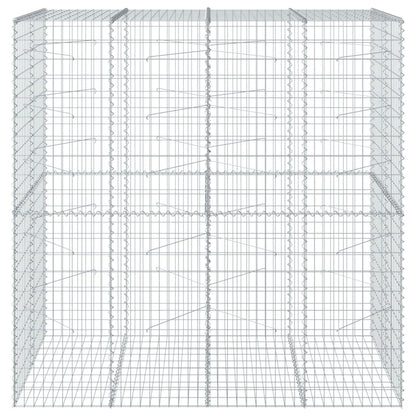 vidaXL Gabion Basket with Cover 200x100x200 cm Galvanised Iron 3