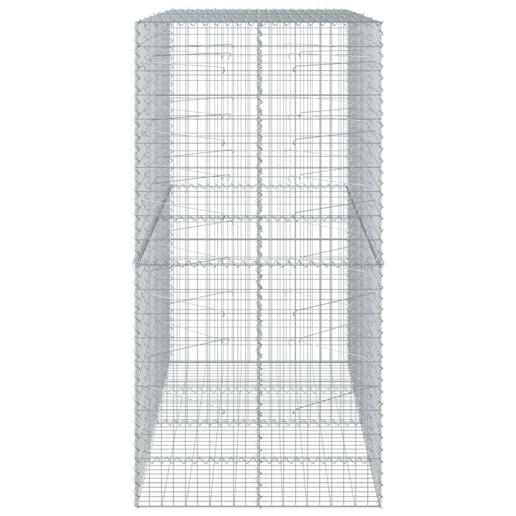 vidaXL Gabion Basket with Cover 200x100x200 cm Galvanised Iron 4