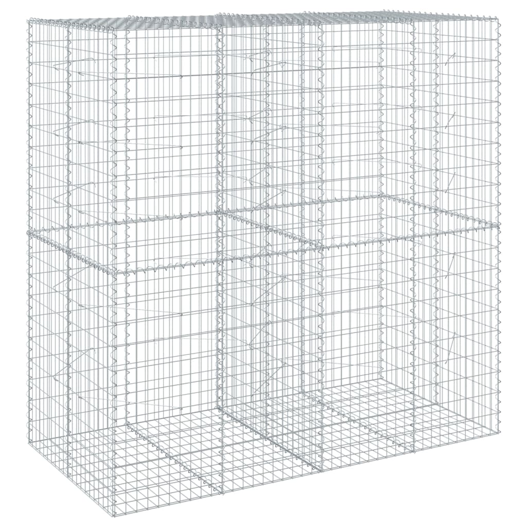 vidaXL Gabion Basket with Cover 200x100x200 cm Galvanised Iron 5