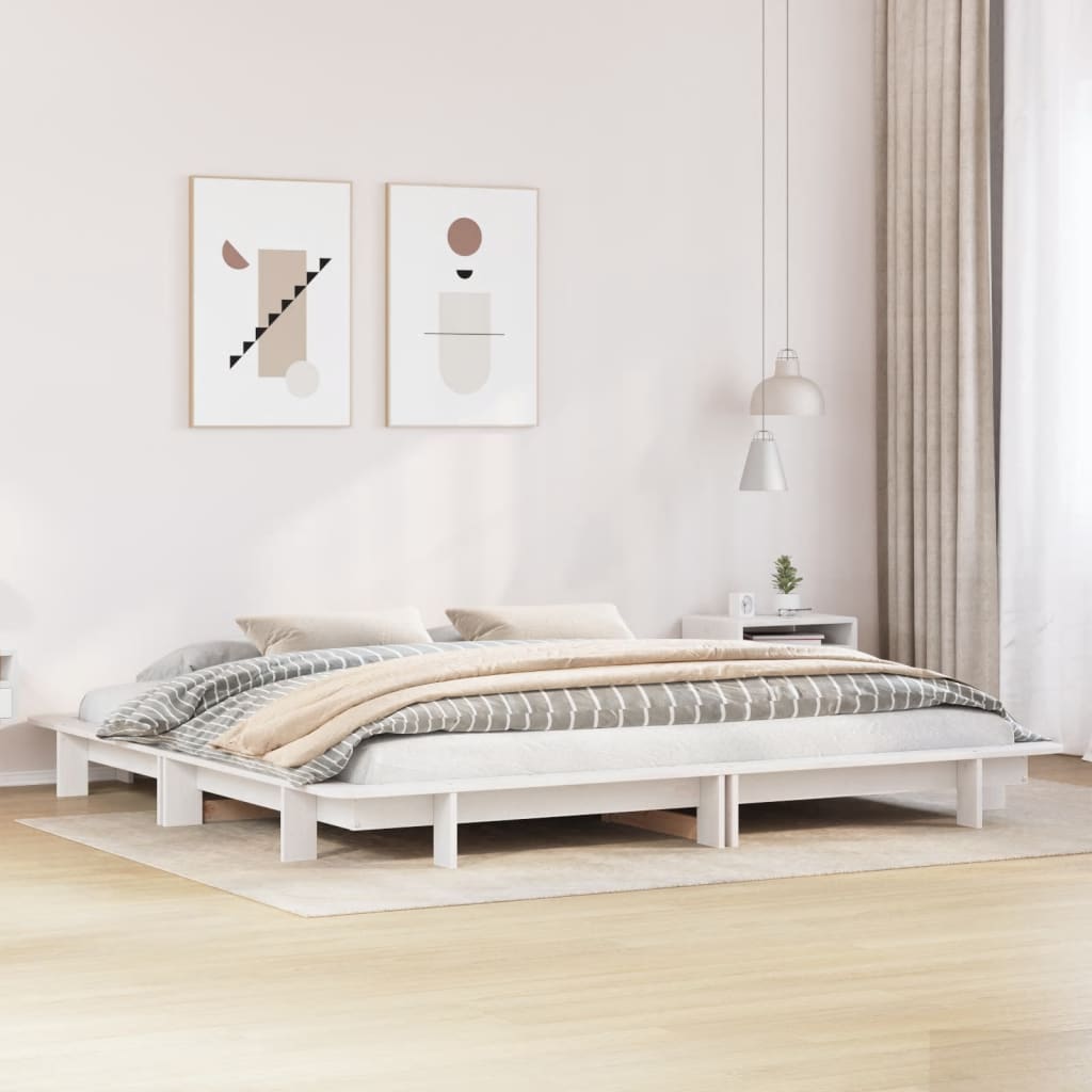 Bed Frame without Mattress Solid Wood Pine Length 200 cm White 160 cm