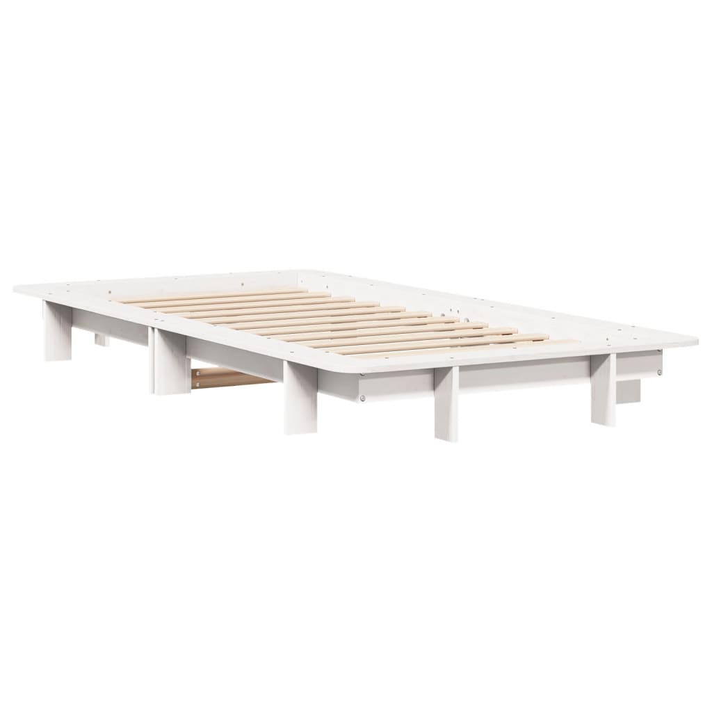 Bed Frame without Mattress Solid Wood Pine Length 200 cm White 90 cm
