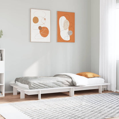 Bed Frame without Mattress Solid Wood Pine Length 200 cm White 90 cm