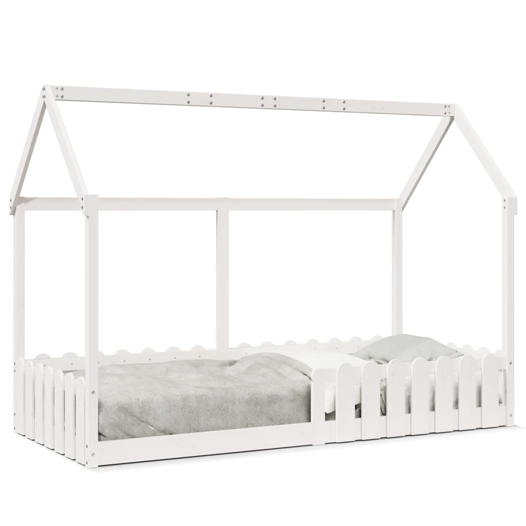 vidaXL Kids'House Bed Frame without Mattress White 90x200 cm 2