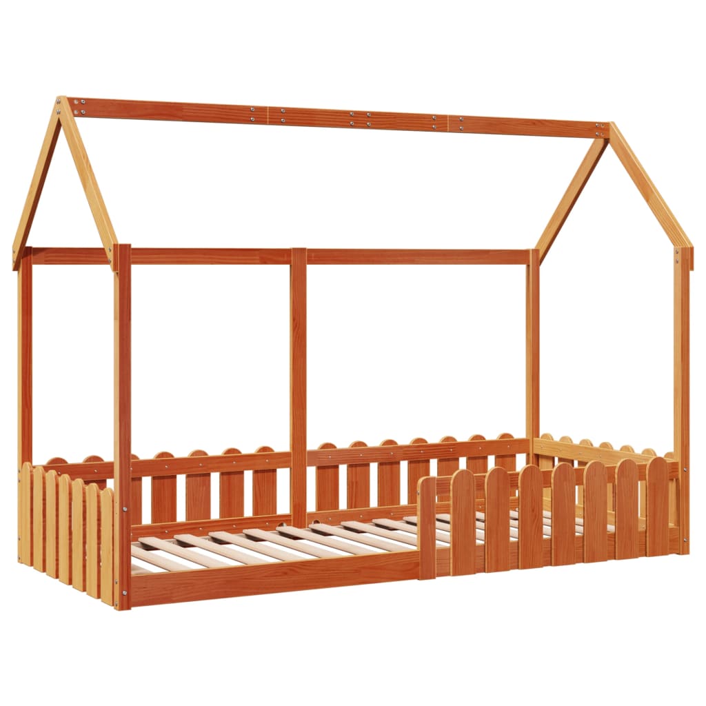vidaXL Kids' House Bed Frame without Mattress Wax Brown 90x200 cm 3