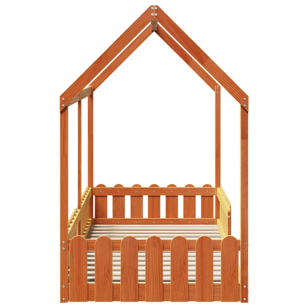 vidaXL Kids' House Bed Frame without Mattress Wax Brown 90x200 cm 5