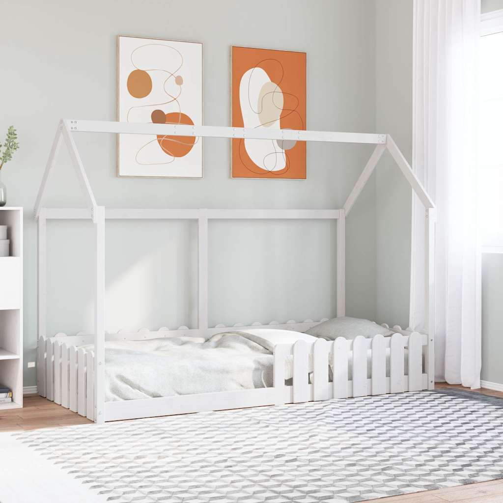 vidaXL Kids' House Bed Frame without Mattress White 90x190 cm Single 1