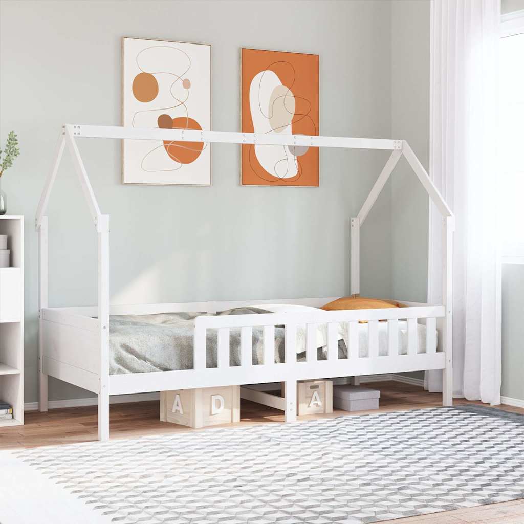 vidaXL Kids' House Bed Frame without Mattress White 90x200 cm Pine 1