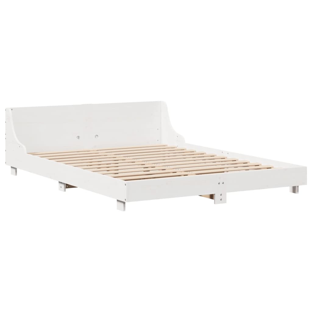 Bed Frame without Mattress Solid Wood Pine Length 190 cm White 140 cm