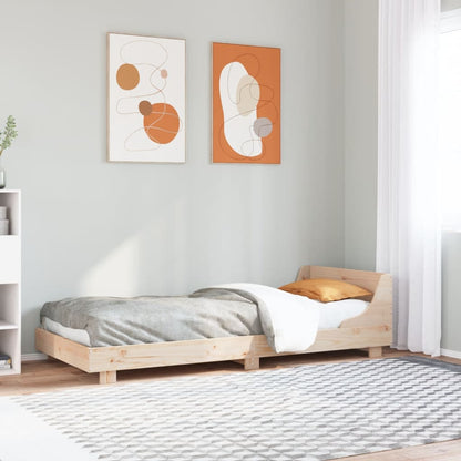 Bed Frame without Mattress Solid Wood Pine Length 190 cm Natural 90 cm