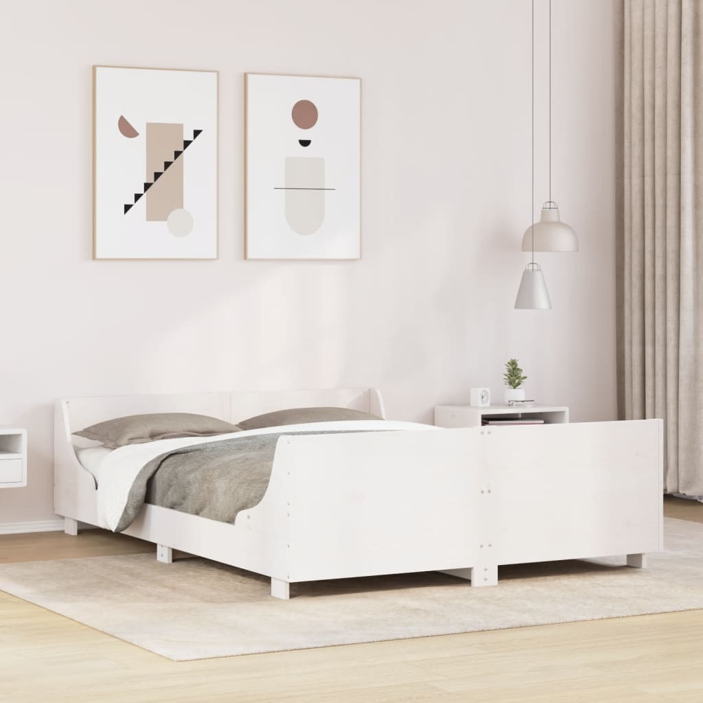 vidaXL Bed Frame without Mattress Solid Wood Pine Length 200 cm White