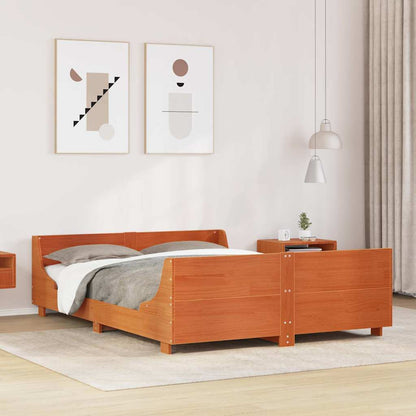Bed Frame without Mattress Solid Wood Pine Length 200 cm Wax Brown 120 cm