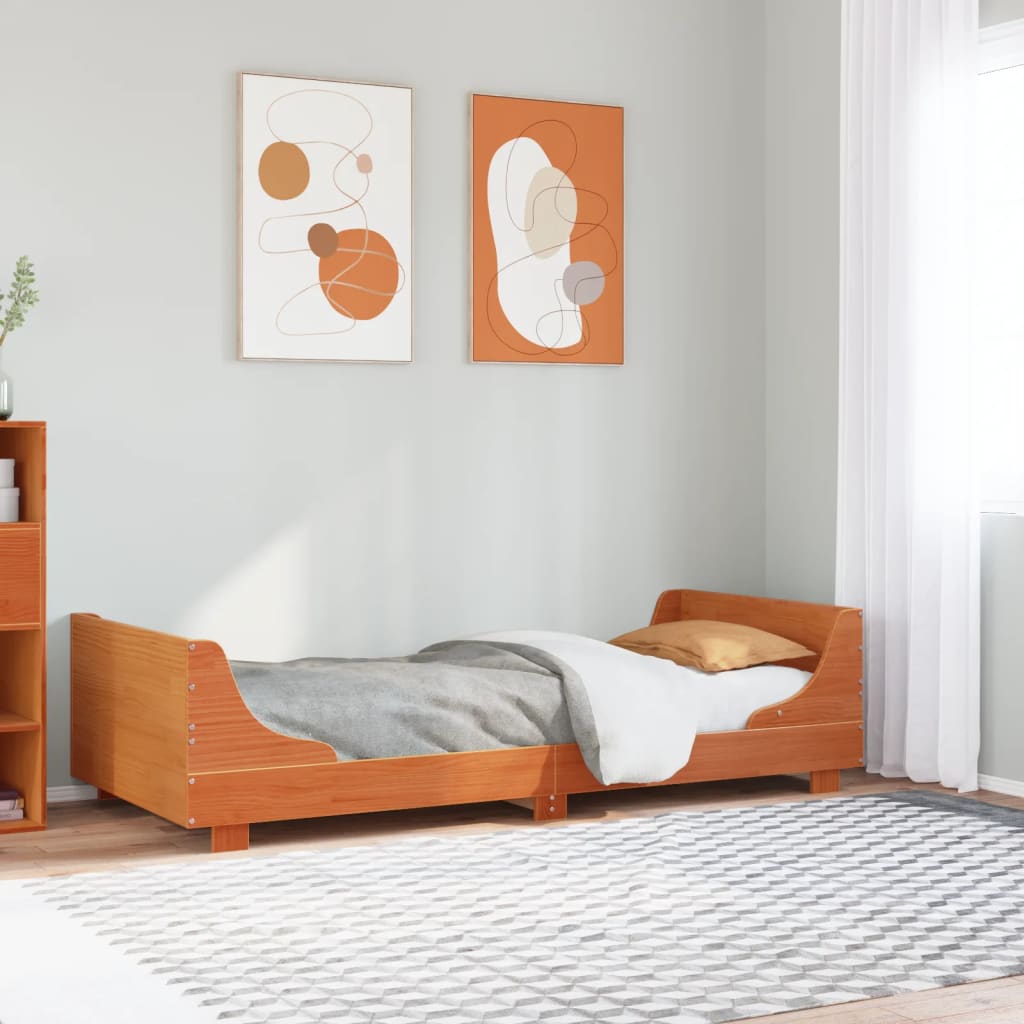 Bed Frame without Mattress Solid Wood Pine Length 200 cm Wax Brown 100 cm