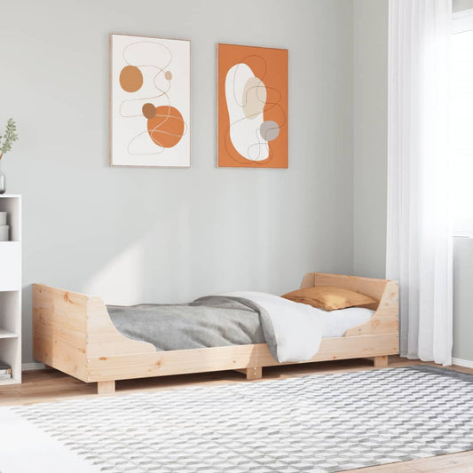 Bed Frame without Mattress Solid Wood Pine Length 190 cm Natural 75 cm