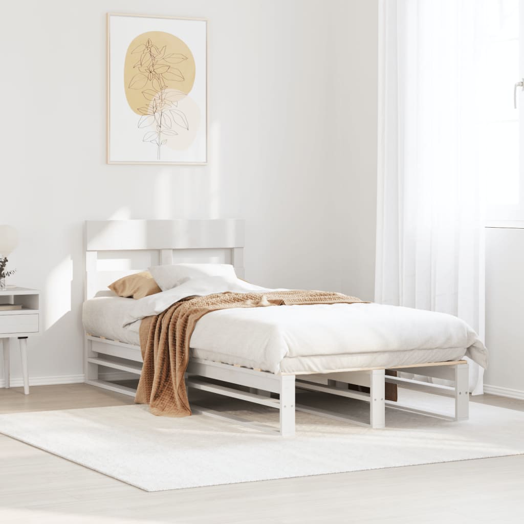 vidaXL Bed Frame without Mattress Solid Wood Pine Length 200 cm White