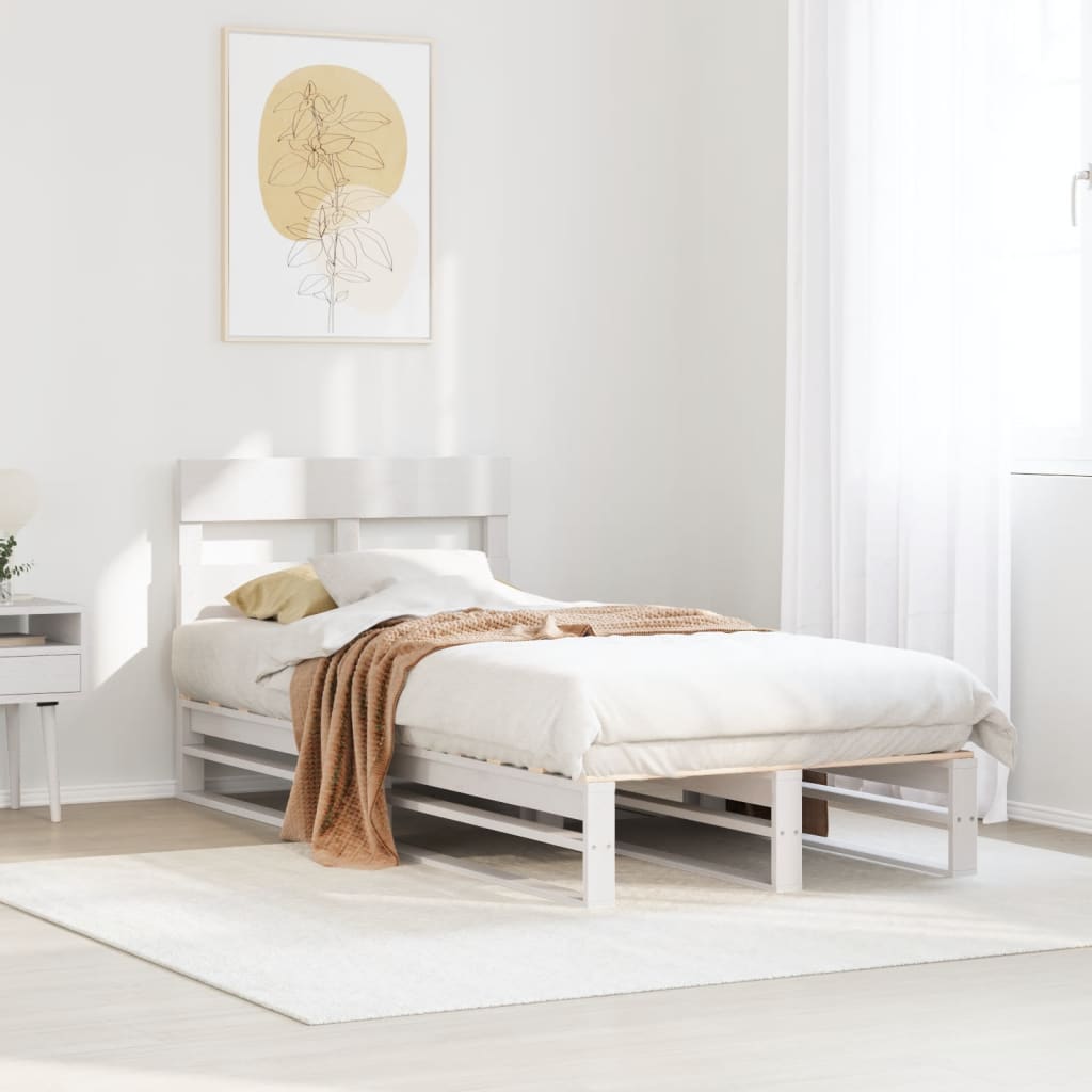 vidaXL Bed Frame without Mattress Solid Wood Pine Length 200 cm White