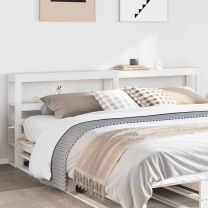 Headboard with Shelves 90 cm Solid Wood Pine White 206 x 19 x 82 cm