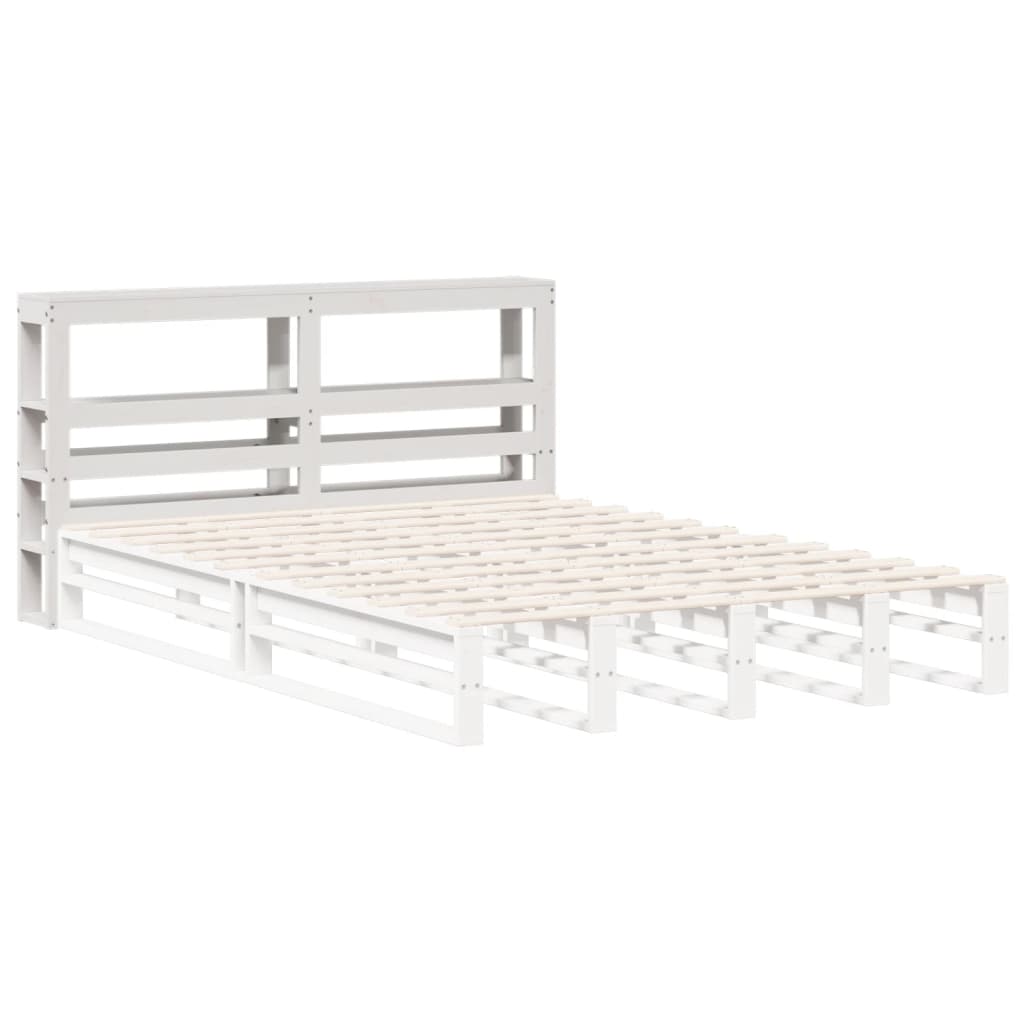 Headboard with Shelves 90 cm Solid Wood Pine White 126 x 19 x 82 cm