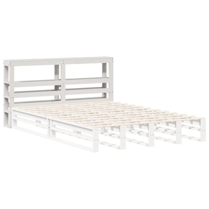 Headboard with Shelves 90 cm Solid Wood Pine White 126 x 19 x 82 cm