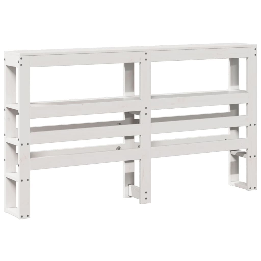 Headboard with Shelves 90 cm Solid Wood Pine White 126 x 19 x 82 cm