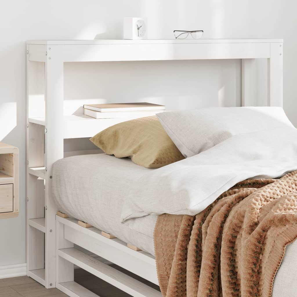 Headboard with Shelves 90 cm Solid Wood Pine White 81 x 19 x 82 cm