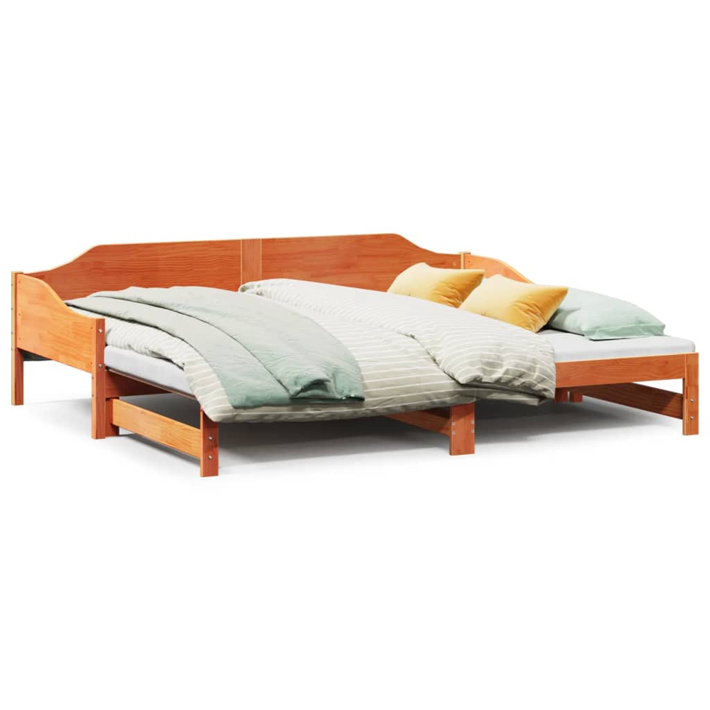Daybed with Trundle without Mattress Solid Wood Wax brown 80 cm 200 cm