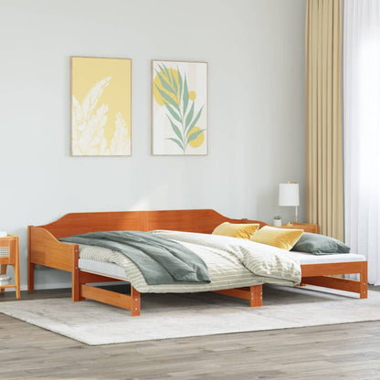 Daybed with Trundle without Mattress Solid Wood Wax brown 80 cm 200 cm
