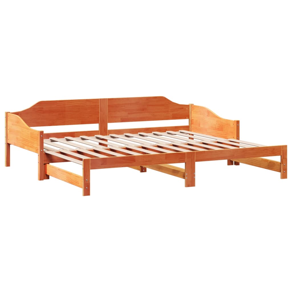 vidaXL Daybed with Trundle without Mattress Wax Brown 80x200 cm 6