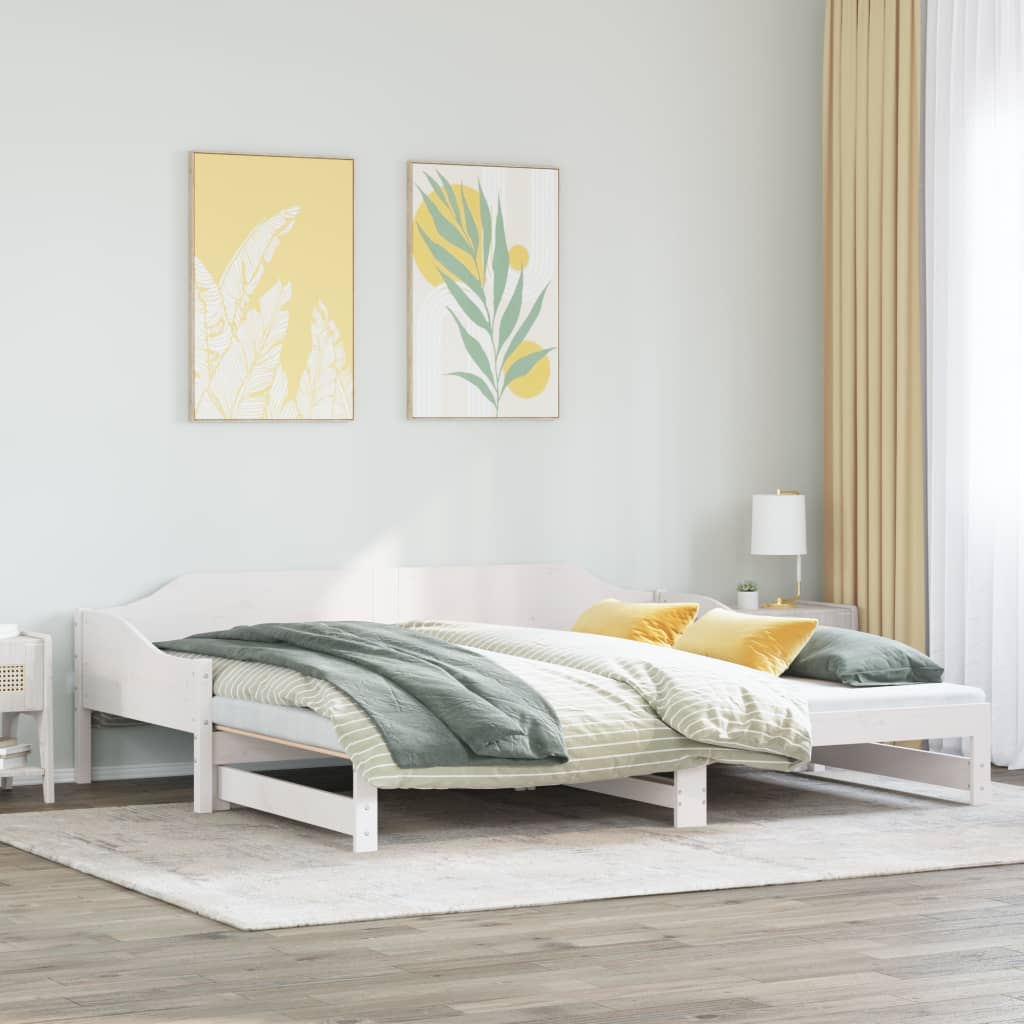 Daybed with Trundle without Mattress Solid Wood White 90 cm 200 cm