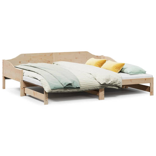 vidaXL Daybed with Trundle without Mattress 90x190 cm Single Solid Wood 2