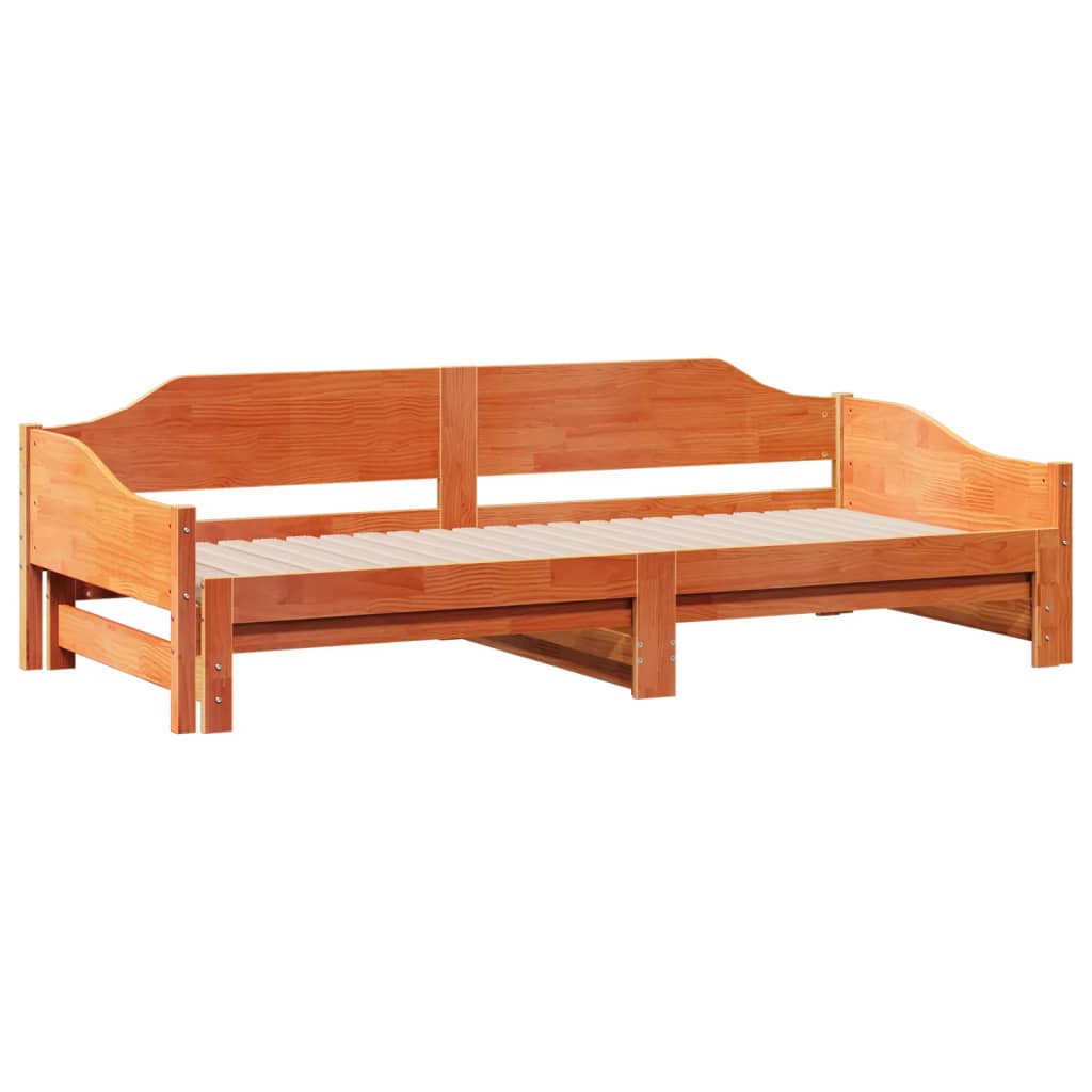 vidaXL Daybed with Trundle without Mattress Wax Brown 90x190 cm Solid Wood 5